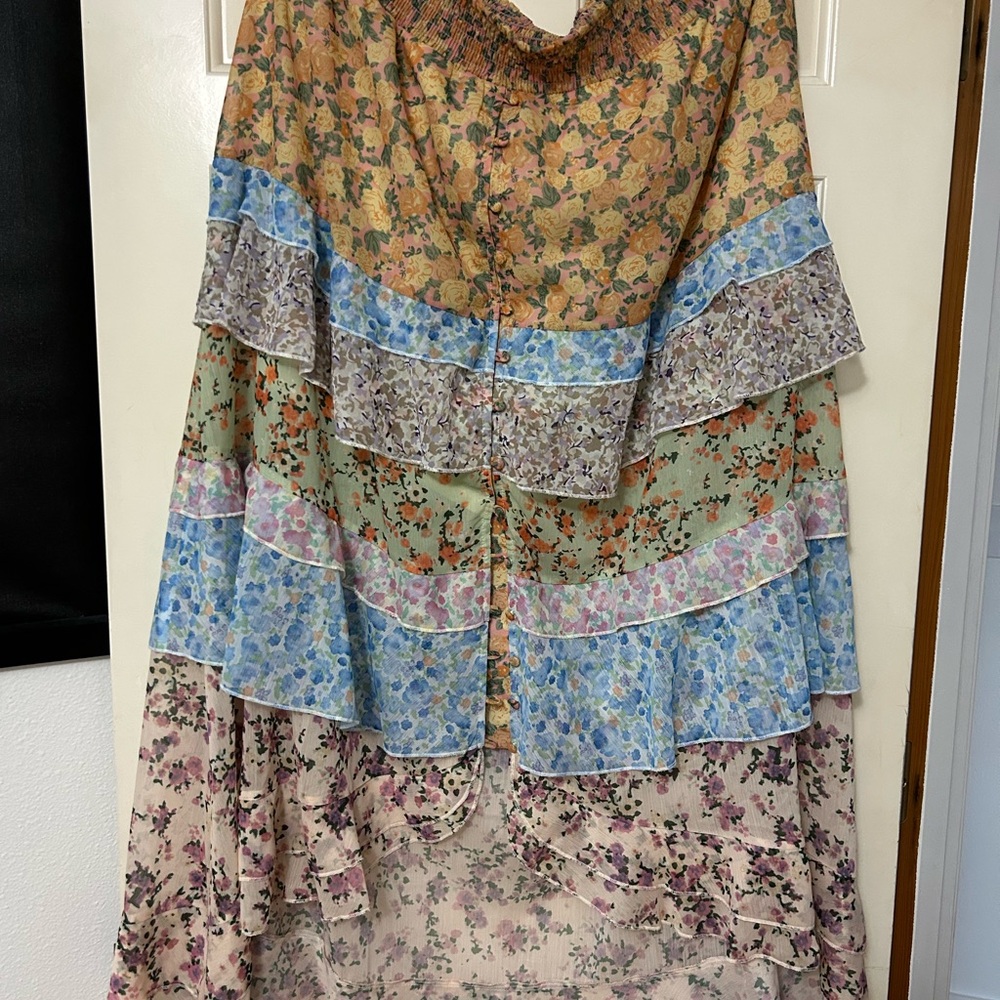 Floral High Low Skirt